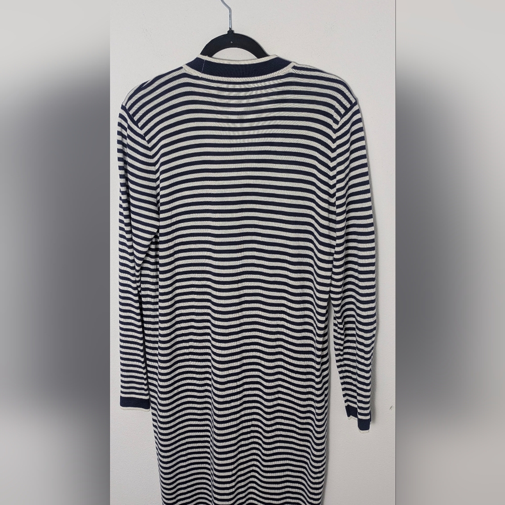 NWT Lauren Ralph Lauren Long Striped Silk Blend Cardigan Navy Nautical Size L - Picture 10 of 16